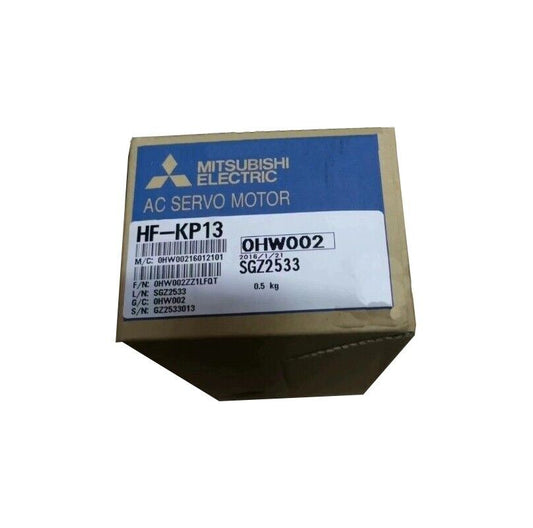 Mitsubishi HF-KP13 AC Servo Motor on box, SGZ2533, industrial automation part.