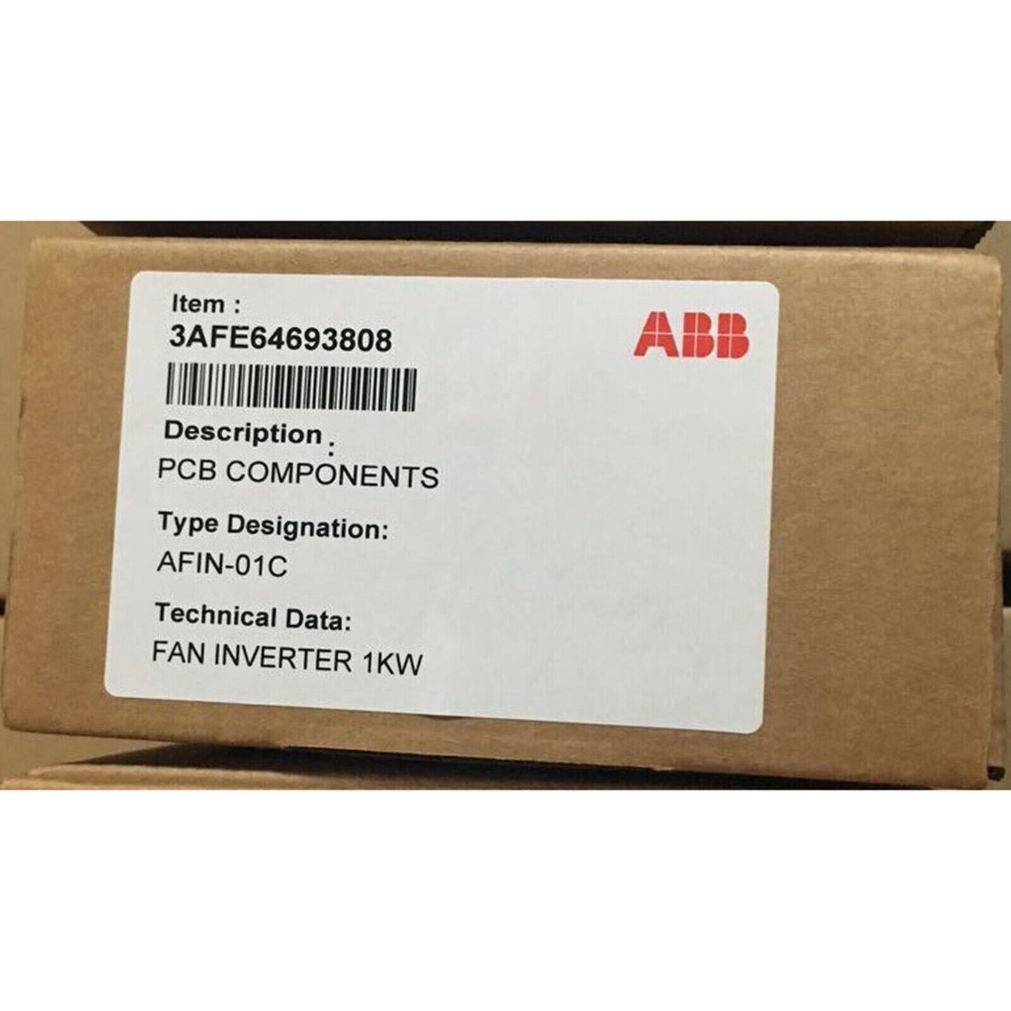 ABB AFIN-01C inverter accessories PCB components with item number 3AFE64693808, FAN INVERTER 1KW.