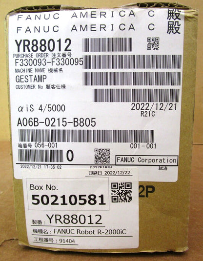FANUC A06B-0215-B805 AC Servo Motor Box Label, New Industrial Automation Part