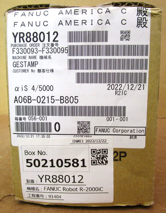 FANUC A06B-0215-B805 AC Servo Motor Box Label, New Industrial Automation Part