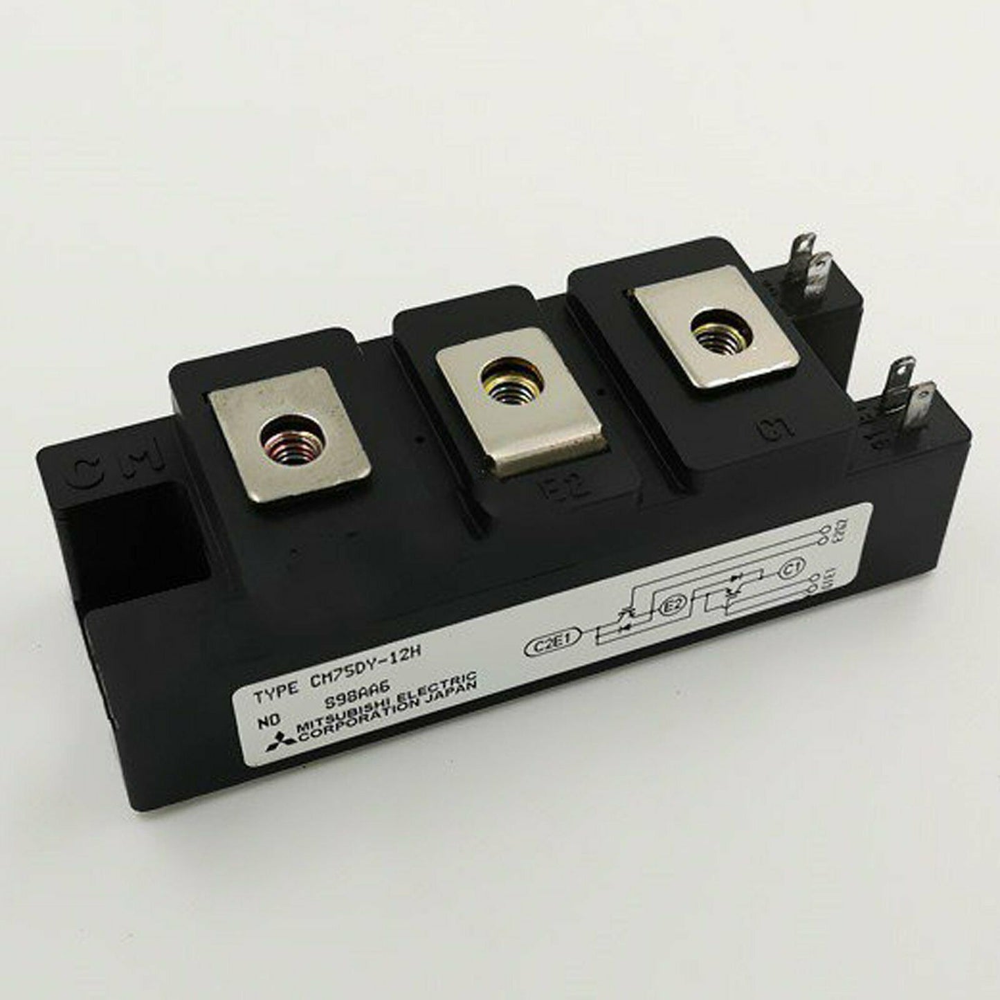 Mitsubishi CM75DY-12H Power Module Inverter, black plastic housing with metal components.