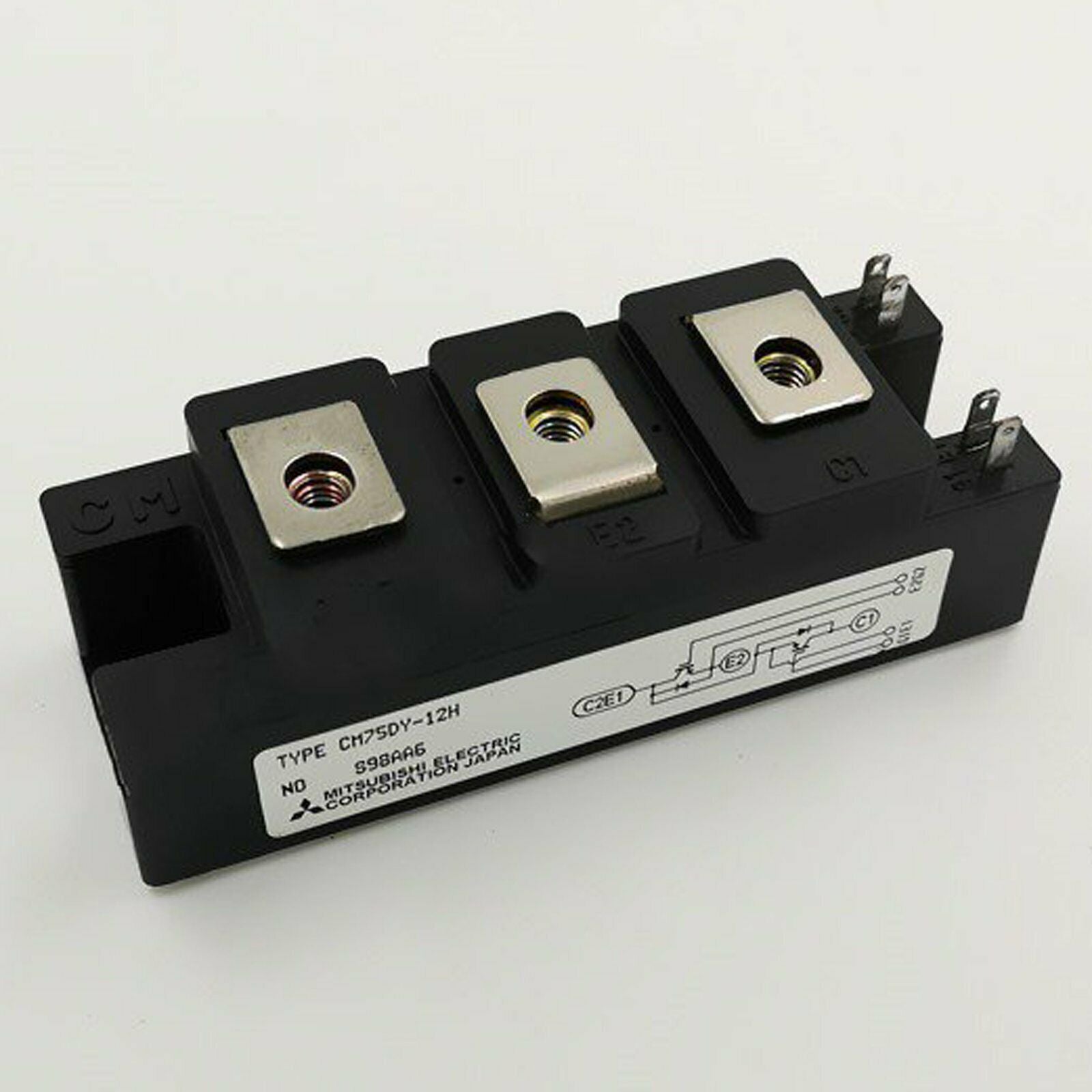 Mitsubishi CM75DY-12H Power Module Inverter, black plastic housing with metal components.