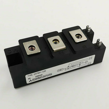 Mitsubishi CM75DY-12H Power Module Inverter, black plastic housing with metal components.