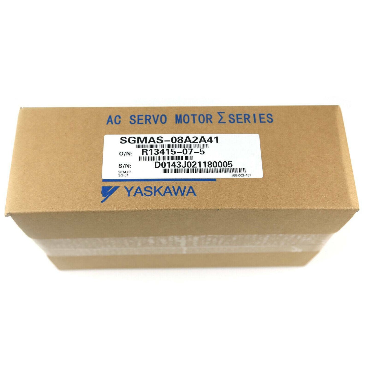 YASKAWA AC Servo Motor SGMAS-08A2A41 packaging, industrial automation component.