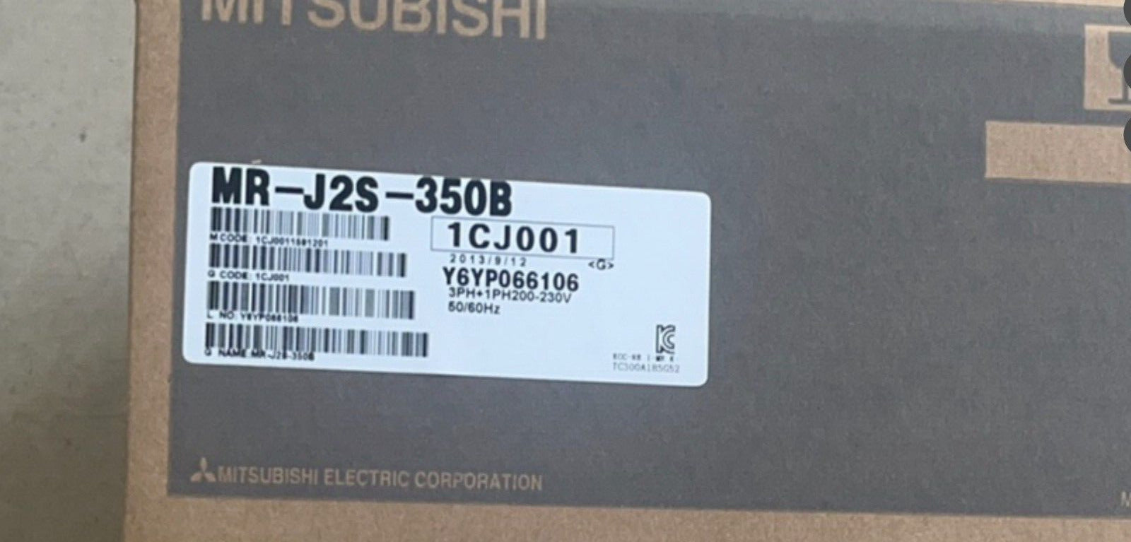Mitsubishi MR-J2S-350B Servo Drive label, industrial automation part