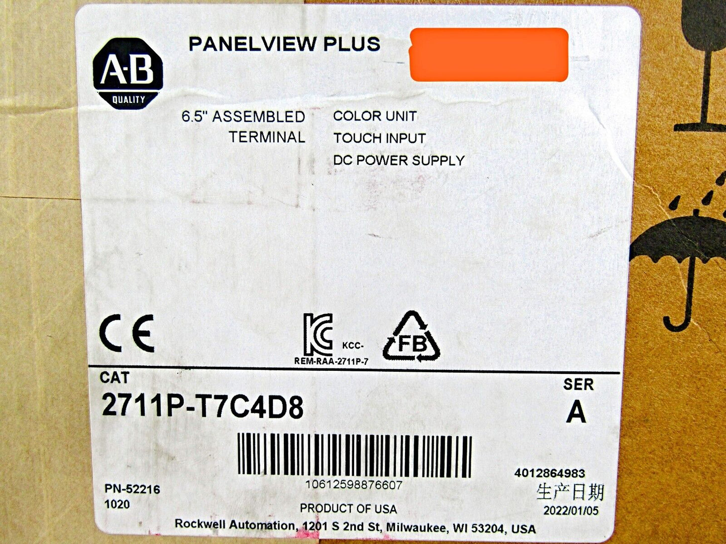 sealed  Allen Bradley 2711P-T7C4D8 Series /A PanelView Plus 6 700 NEW IN BOX