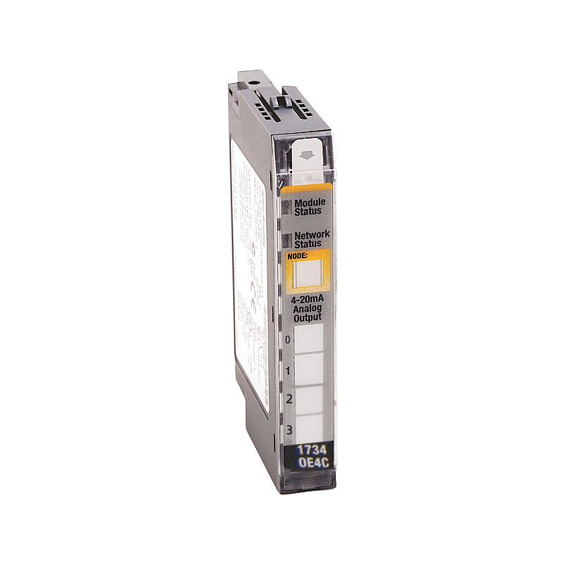 Allen-Bradley 1734-OE4C POINT I/O Analog Current Output Module, featuring Module Status and Network Status indicators.