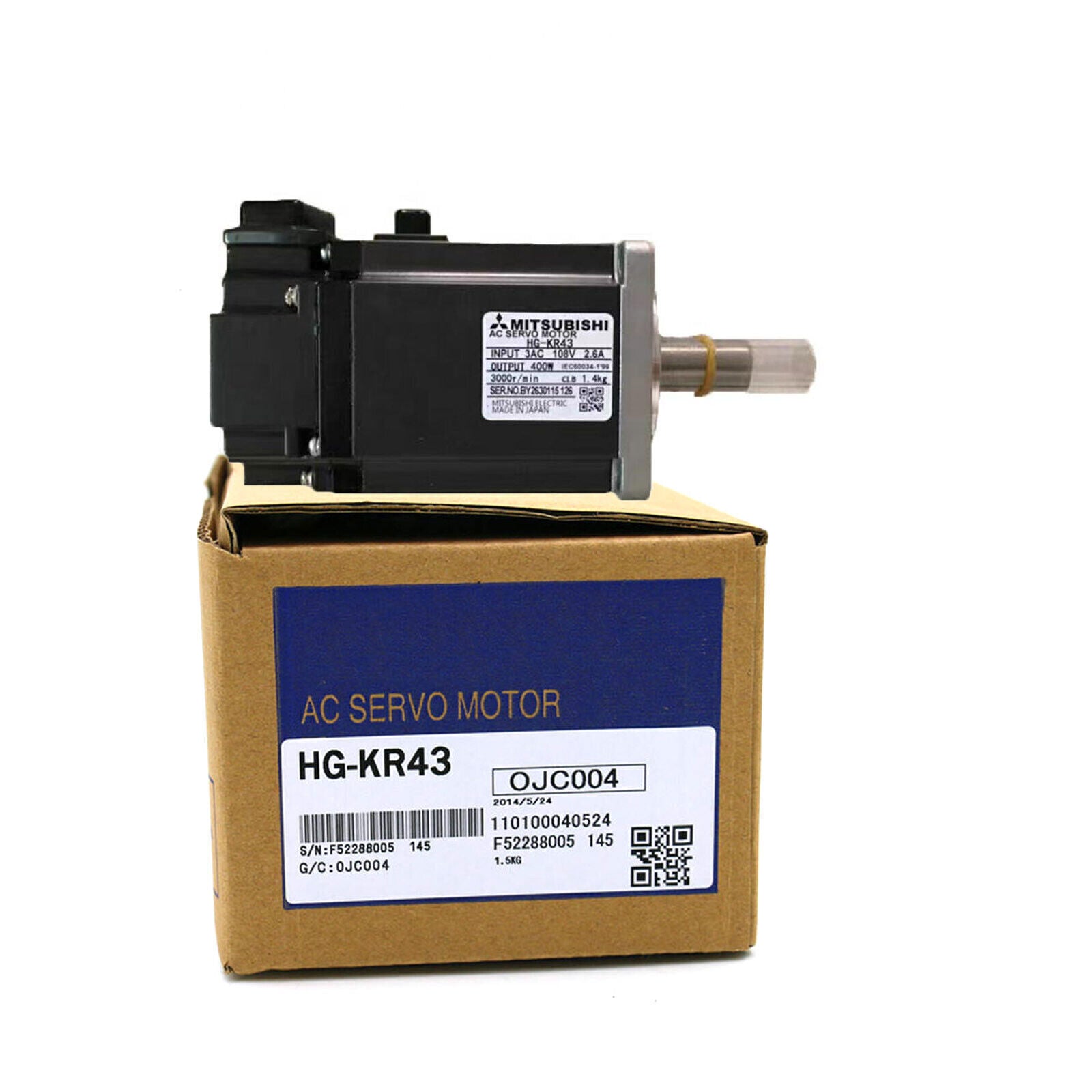 Mitsubishi HG-KR43 AC Servo Motor in box, industrial automation part