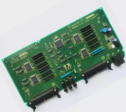 FANUC A16B-2203-0881 PCB board, industrial automation part, green circuit board with components, made in Japan.