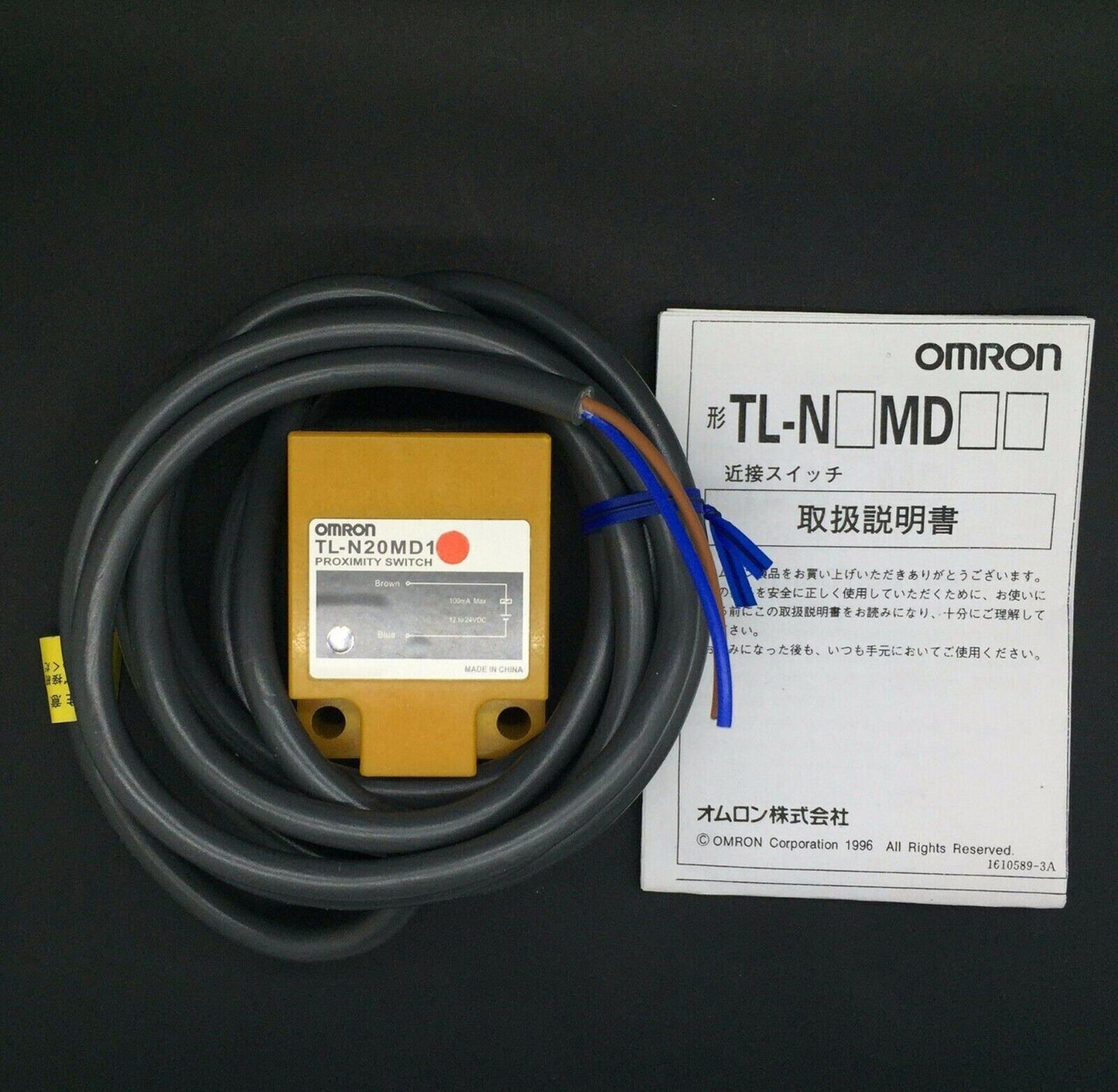 Omron TL-N20MD1 Proximity Switch with instructions, new industrial sensor. Includes wiring diagram.