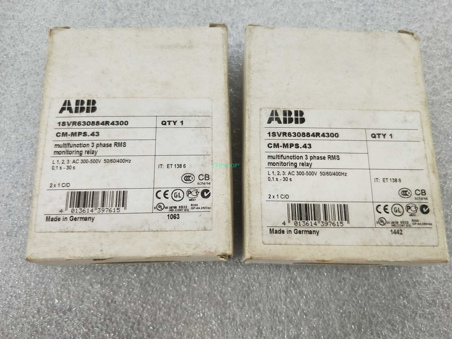 ABB CM-MPS.43 multifunction 3 phase RMS monitoring relay, PLC component, Made in Germany