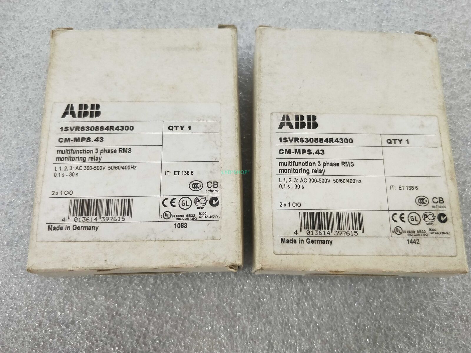 ABB CM-MPS.43 multifunction 3 phase RMS monitoring relay, PLC component, Made in Germany