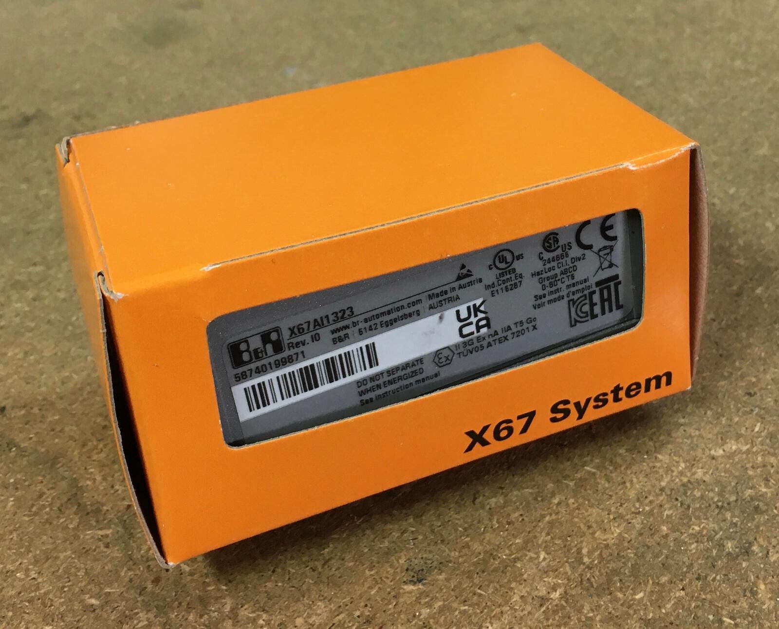 B&R X67AI1323 Analog Input Module in orange box, industrial automation part, NEW