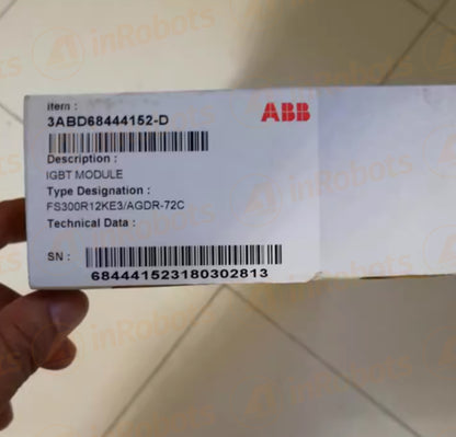 ABB FS300R12KE3/AGDR-72C IGBT Module, New, with product details and barcode label.