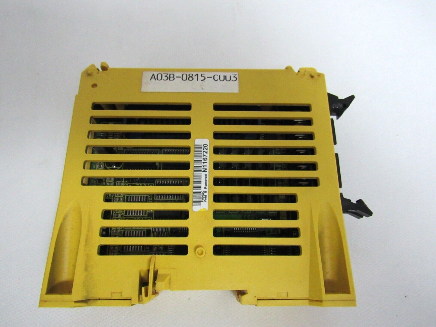 FANUC A03B-0815-C003 I/O Module, yellow industrial automation component with text 'A03B-0815-CUU3' and 'N1167220'.