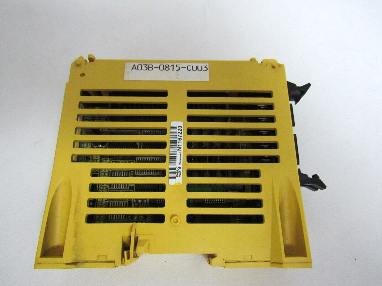 FANUC A03B-0815-C003 I/O Module, yellow industrial automation component with text 'A03B-0815-CUU3' and 'N1167220'.