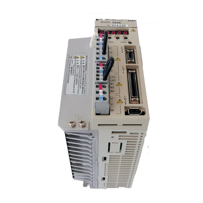YASKAWA SGDH-05AE Servo Driver, industrial automation component. Features ports, display, 200V power, model 05A220.