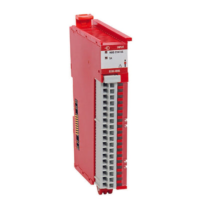 Allen-Bradley 5069-IB8S Compact 5000 I/O module. Red, gray module with text 'INPUT', 'MOD STATUS', 'SA', and '5069-IB8S'.
