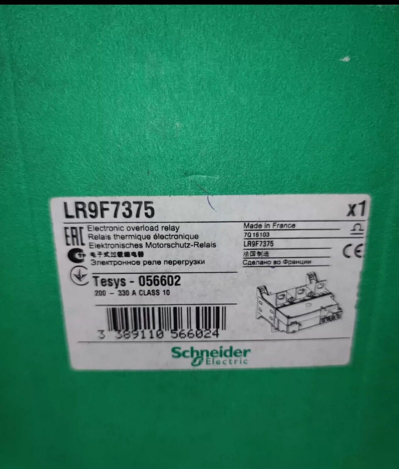 Schneider Electric LR9F7375 Electronic Overload Relay - Industrial Automation Part