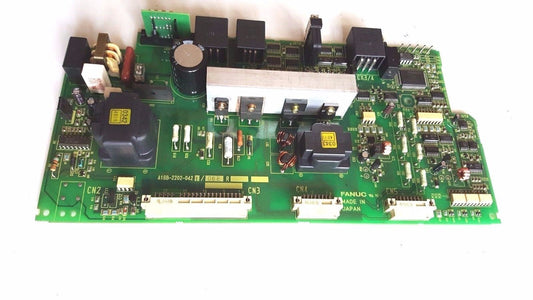 FANUC A16B-2202-0421/06E Control Board, green PCB with electronic components, Made in Japan.