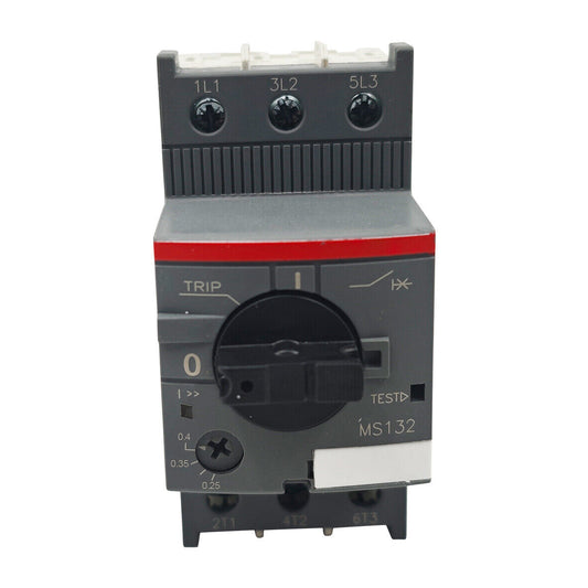 ABB MS132-0.4 manual motor starter, gray with red stripe, 0.25-0.4A circuit breaker