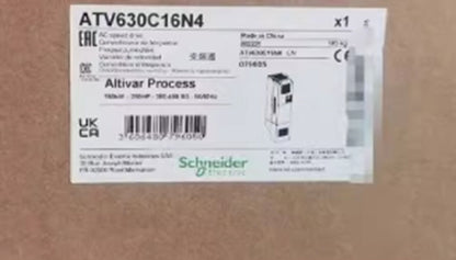 Schneider Electric ATV630C16N4 VFD label, industrial automation equipment.