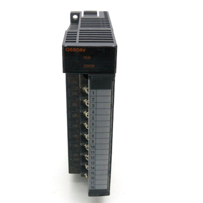 Mitsubishi Q68DAV PLC module, industrial automation component, RUN and ERROR indicators, numbered terminal block