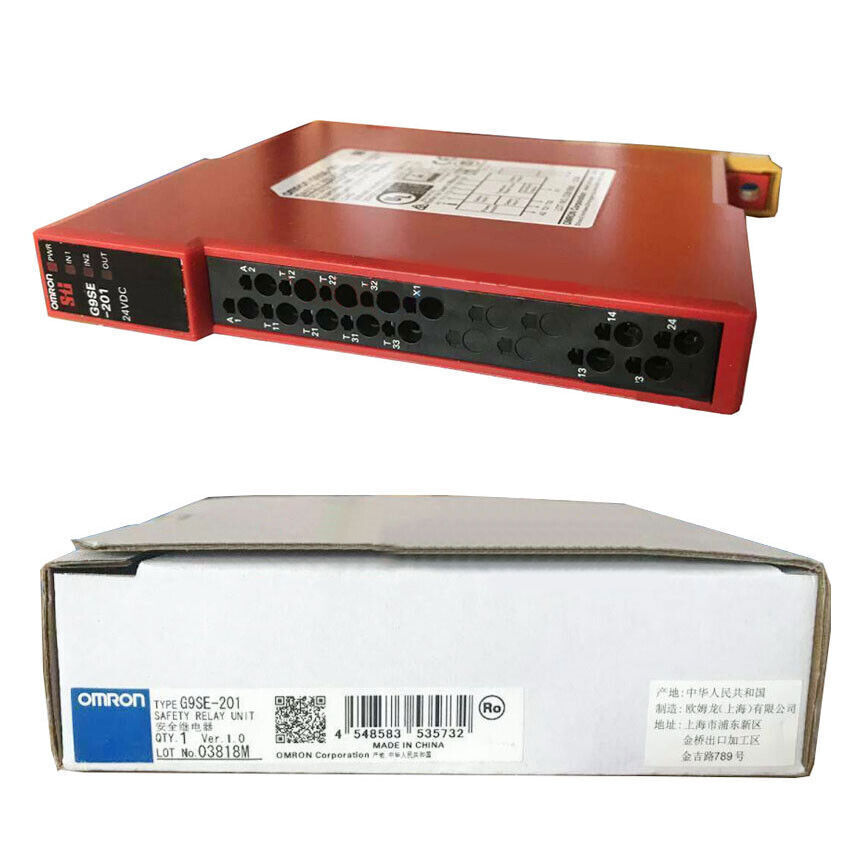 Omron G9SE-201 Safety Relay Unit, Red industrial automation PLC module, with box, fast shipping
