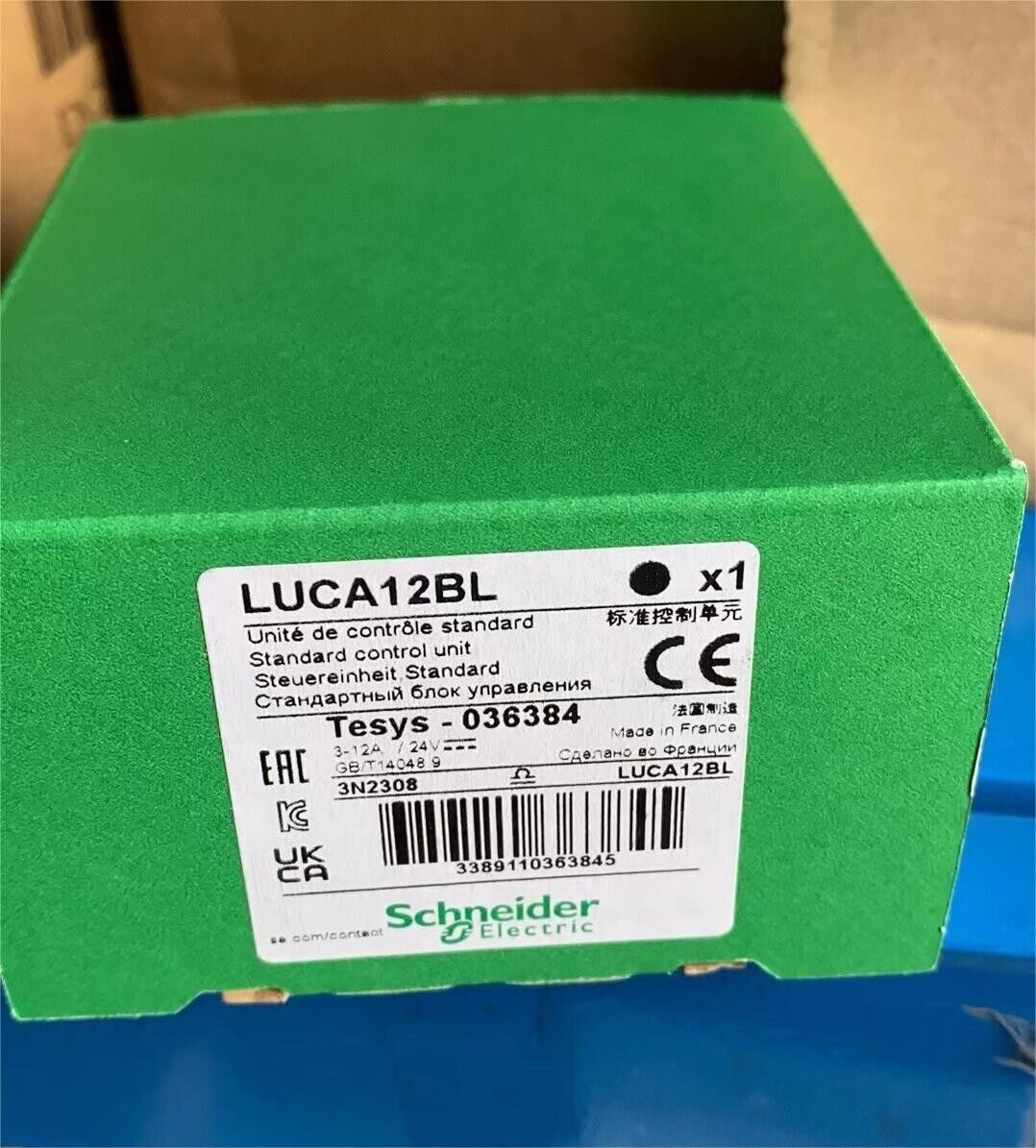 Schneider Electric LUCA12BL standard control unit relay in box, industrial automation part.