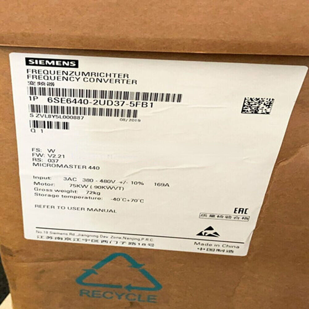 Siemens MICROMASTER 440 Frequency Converter, model 6SE6440-2UD37-5FB1, industrial automation part, Made in China