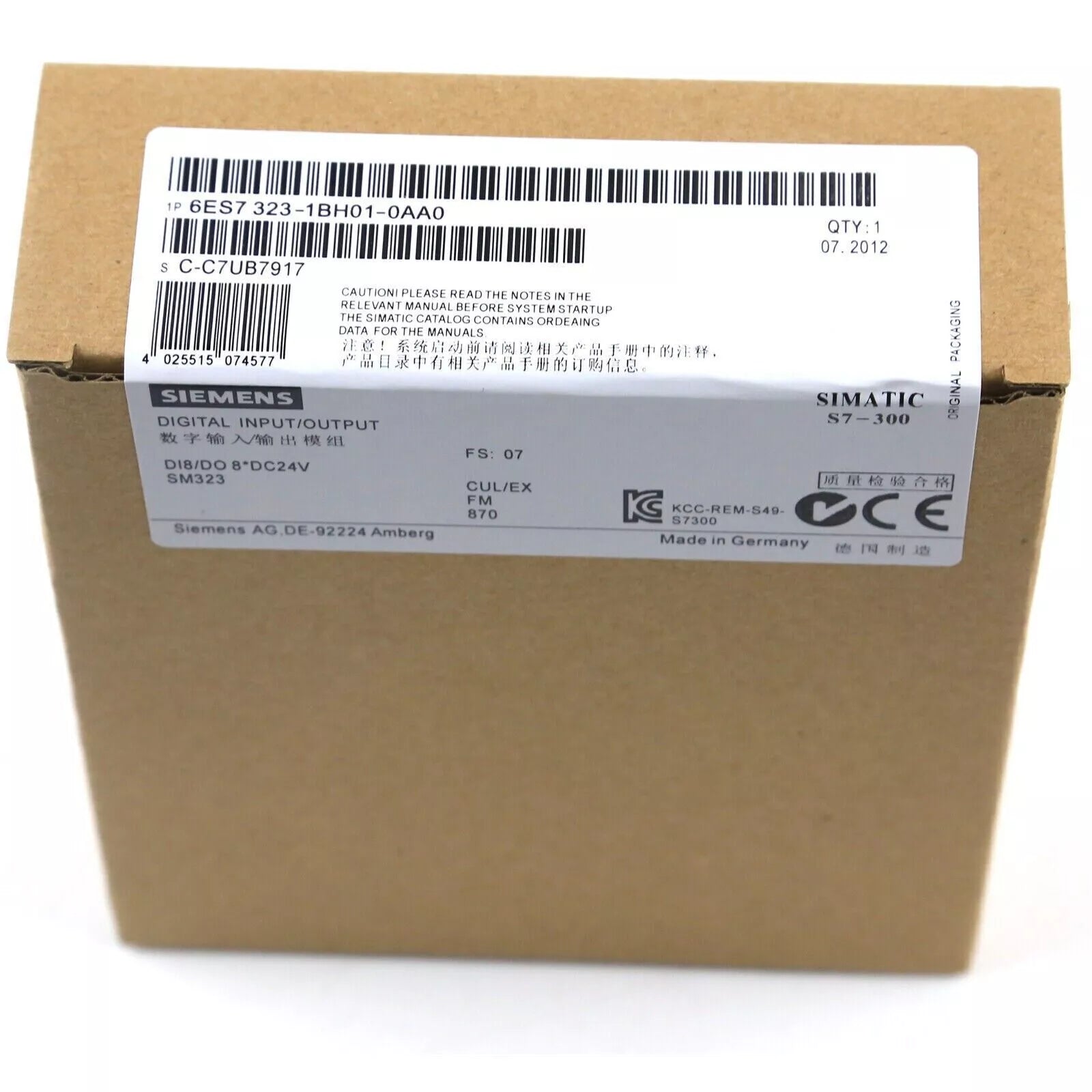 Siemens SIMATIC S7-300 Digital Input Module 6ES7323-1BH01-0AA0, packaged, for industrial automation systems.
