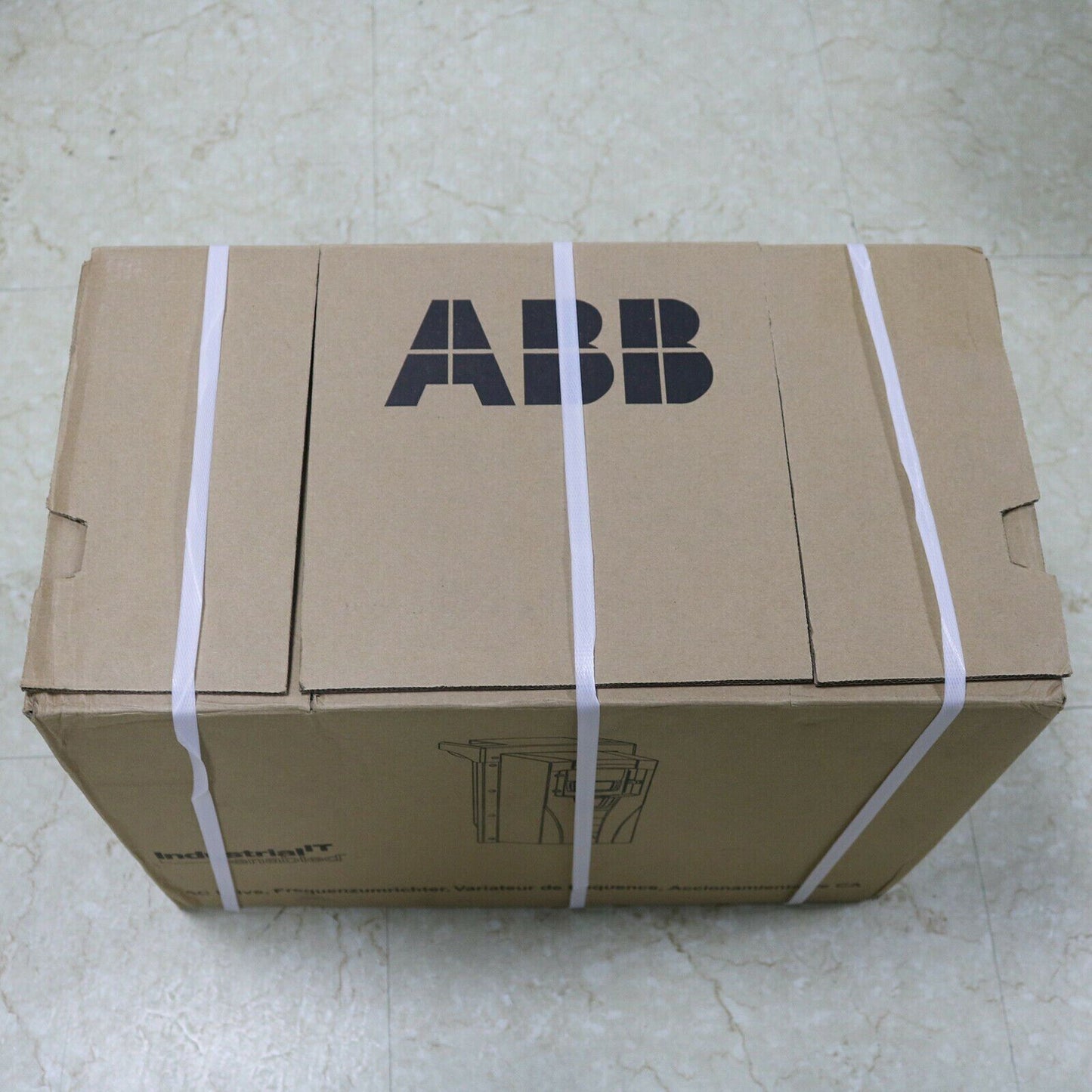 ABB ACS550 Inverter in brown cardboard box with white straps, IndustrialIT label, fast shipping