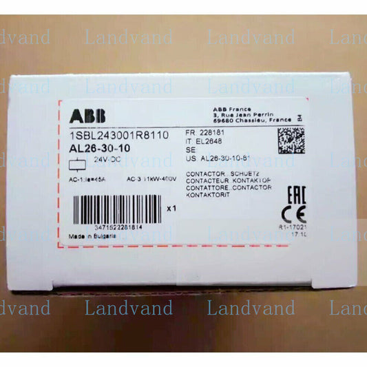 ABB AL26-30-10 DC 24V contactor box with specifications and labels, industrial automation part