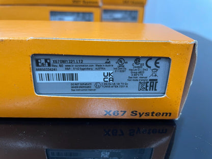 B&R X67DM1321.L12 digital mixed module product label, Made in Austria, new in box, industrial automation part