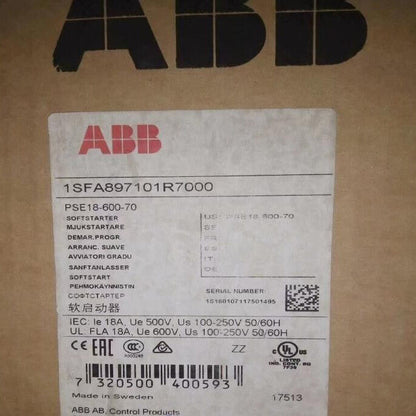 ABB PSE18-600-70 Soft Starter. Industrial automation part, new in box.  1SFA897101R7000. Made in Sweden.