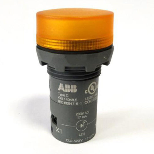ABB CL2-523Y Yellow LED Signal Indicator, industrial automation part, 230V AC, PLC module, new and surplus.