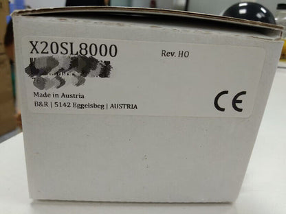 B&R X20SL8000 I/O Module in Box, Rev. HO, Made in Austria. Industrial automation parts.