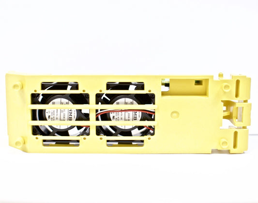 FANUC A02B-0303-C103 Fan Motor cooling fan system, yellow enclosure with two fans, NMB VL-05W-B.