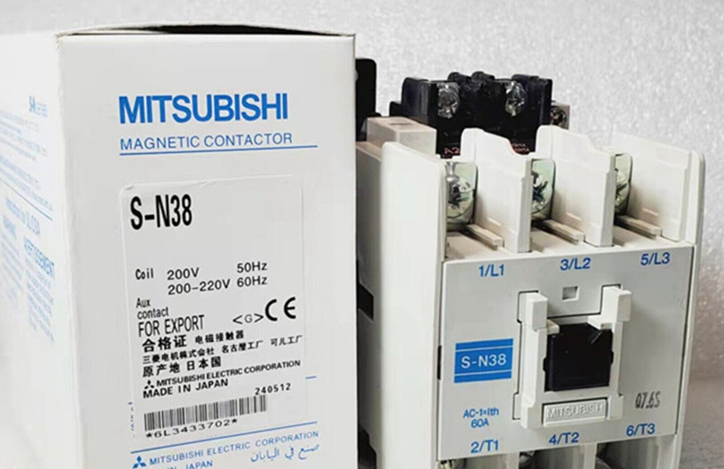 Mitsubishi S-N38 AC Contactor, AC220V. Industrial automation part, new in box, Made in Japan.