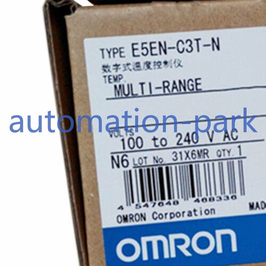 Omron E5EN-C3T-N temperature controller box. Displays multi-range, 100-240V AC, new industrial automation part.