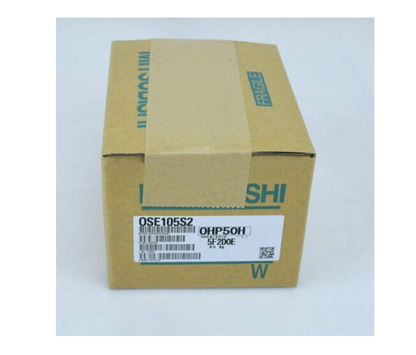 Mitsubishi OSE105S2 motor driver in a cardboard box. Features product label OHP50H, SF2D0E.