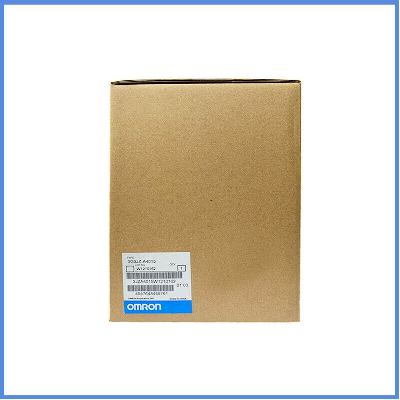 Omron 3G3JZ-A4015 frequency converter box. Includes label with part number, barcode and OMRON logo. New sealed inverter.