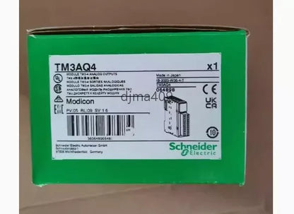 Schneider Electric TM3AQ4 PLC module in a green box, new condition, industrial automation part.