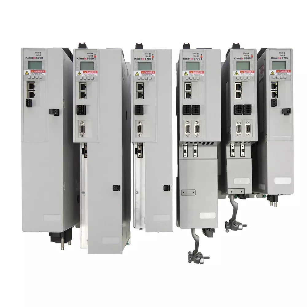 Allen-Bradley Kinetix 5700 Single-axis Inverters. Industrial automation equipment, gray color.