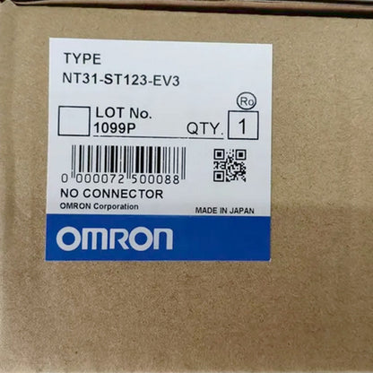 Omron NT31-ST123-EV3 Touch Screen PLC Module in box, Made in Japan, with details like Lot No. 1099P and quantity 1.