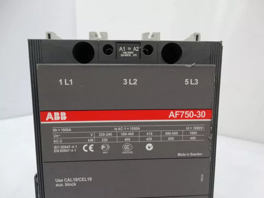 ABB AF750-30 contactor, 3 pole, 1000 V IEC or 600 V UL, Made in Sweden, industrial automation part