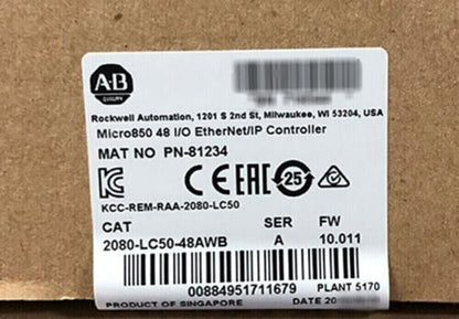 New Factory Sealed AB 2080-LC50-48AWB / A Micro850 48 I/O EtherNet/IP Controller