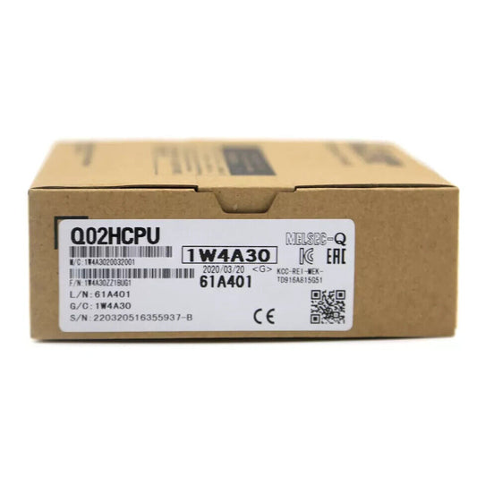 Mitsubishi Q02HCPU PLC Module in box, part number 1W4A30, industrial automation equipment