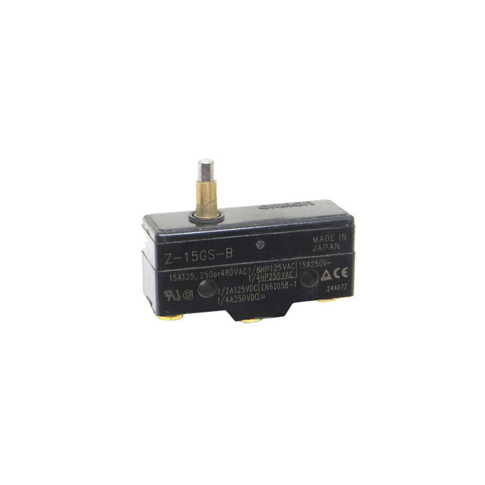 Omron Z-15GS-B Microswitch Limit Switch, black and silver industrial component, Made in Japan.