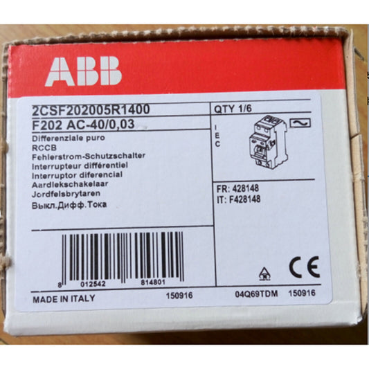 ABB F202 AC-40/0.03 residual current protector, PLC module, new industrial automation part, with free shipping.